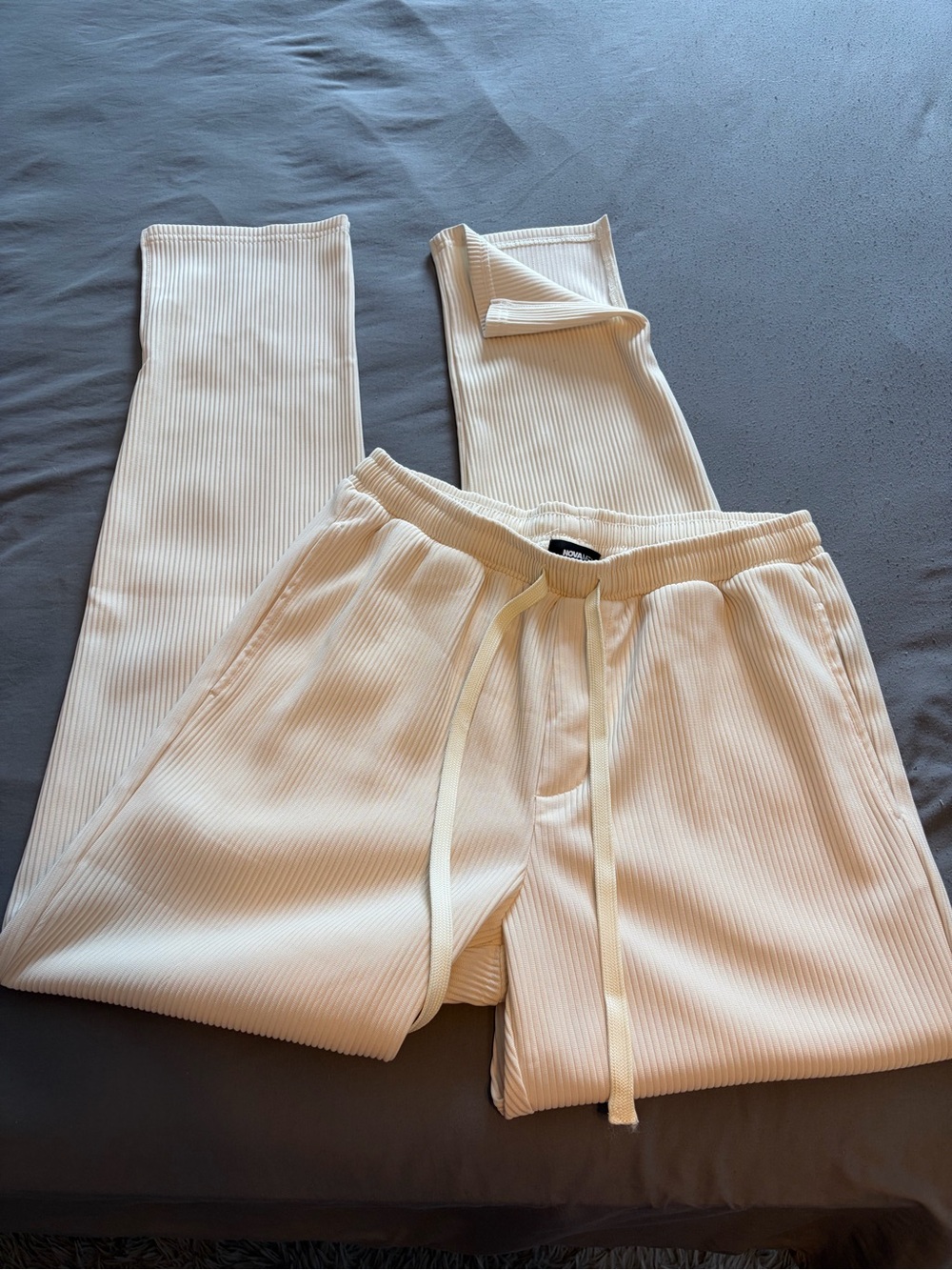 Fashion Nova Show Up Slim Slit Pants - Off White Large